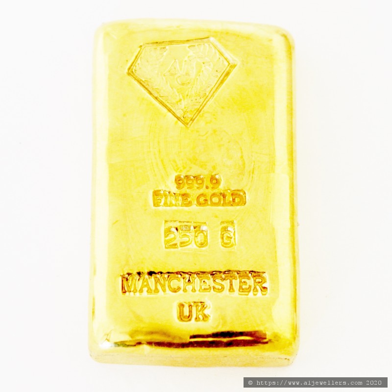 250g A1J 999.9 Fine Gold Bar Casted - Bullion & Storage